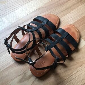 Black leather UGG gladiator strappy sandals